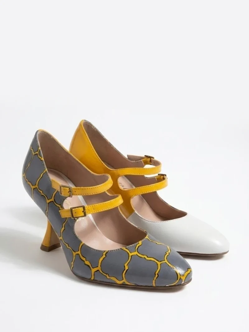 MESSINA Stile Mary Jane a Doppio Cinturino con Tacco Scultoreo-triquetra sicilia scarpe di tendenza