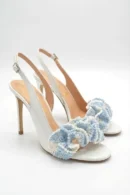 PALERMO Slingback Open Toe in Pelle con Fiore Crochet-triquetra sicilia-scarpe bianche vera pelle