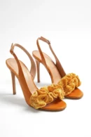 PALERMO Slingback Open Toe in Pelle con Fiore Crochet-triquetra sicilia-vera pelle taromina