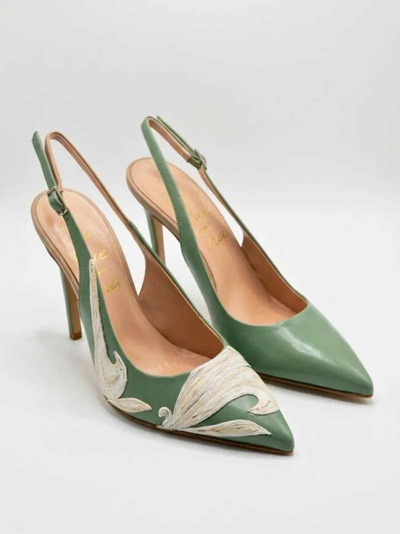 TAORMINA Décolleté SlingbackApplicazione filo di Scozia-Triquetra scarpe a taormina