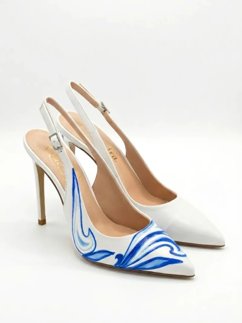 TAORMINA Décolleté SlingbackApplicazione filo di Scozia-triquetra sicilia- scarpe taormina e catania vera pelle