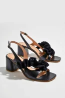FILICUDI Sandalo Slingback con Cinturino in Pelle Nera-triquetra sicilia-scarpe artigianali